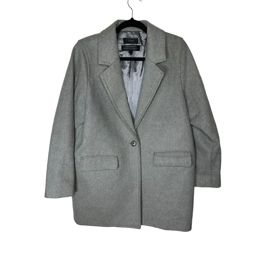 J. Crew Woman Grey Wool Melton Boyfriend Coat A8907 Sz 8 - Picture 3 of 12